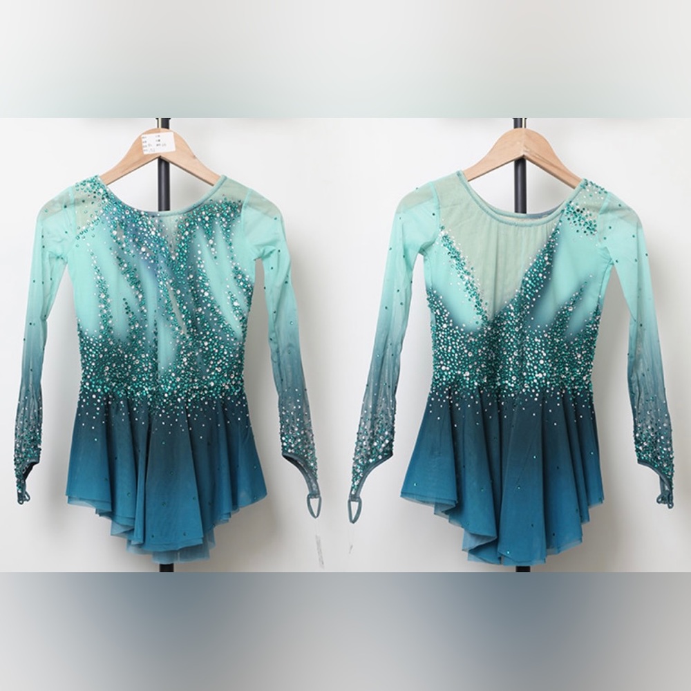 New Figure Skating Dress Size 10 (5~8T) with Hair Scrunchies (120~130cm)